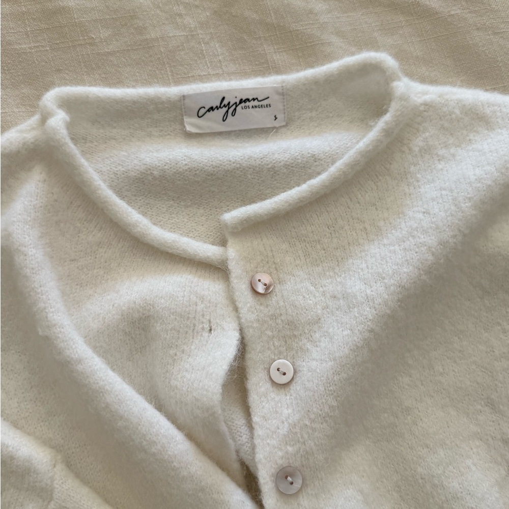 CJLA Ellie ivory White Button-Up Sweater cardigan - Picture 2 of 7